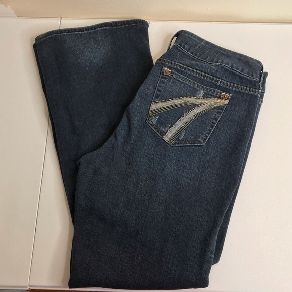 Torrid Denim Jeans Straight Leg Boot Cut Distressed Dark Wash Womens Size 16 - Picture 11 of 12